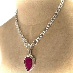 NEW Sterling Silver Kashmir RUBY Necklace
